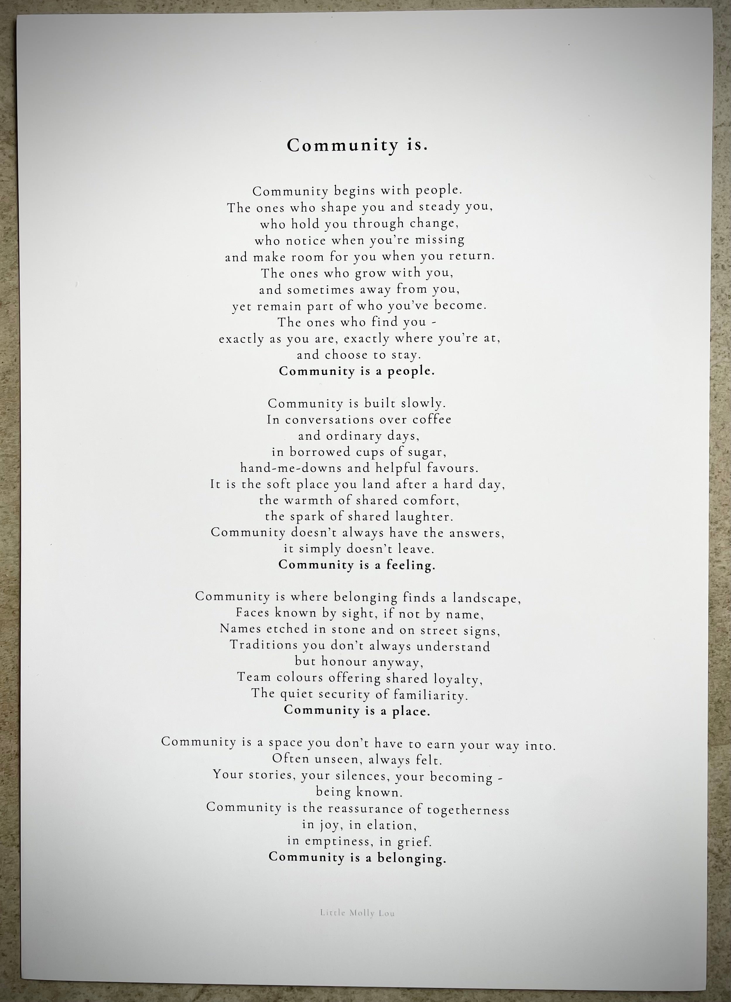 Community is… | A Keepsake Poem Print