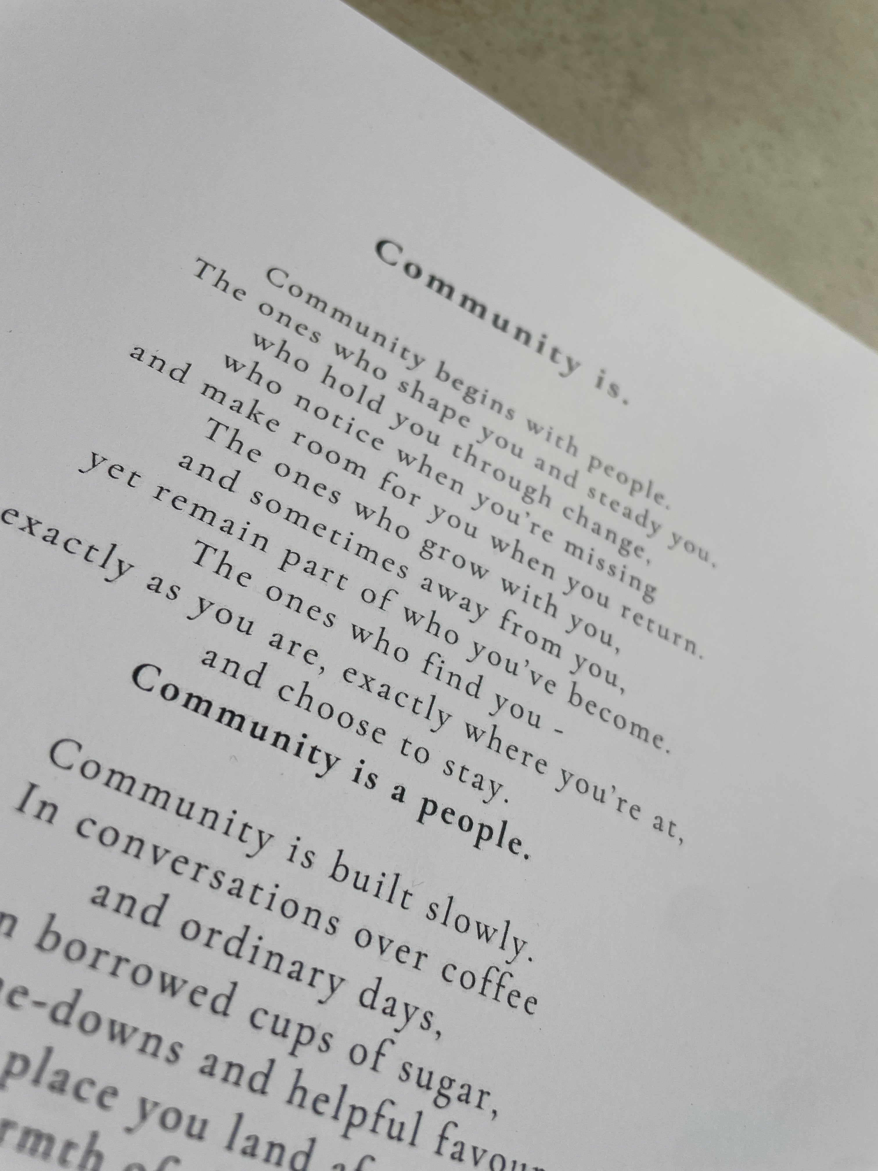 Community is… | A Keepsake Poem Print